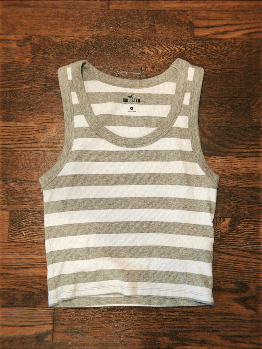 Vintage Hollister Gray and White Striped Tank